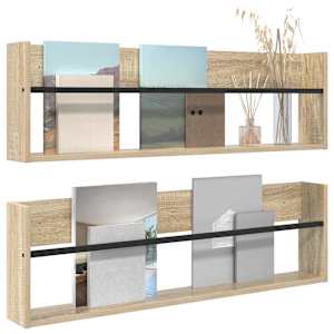 Regál na časopisy s policí 2 pcs Sonoma dub 100 x 12 x 30 cm - obrázek 3