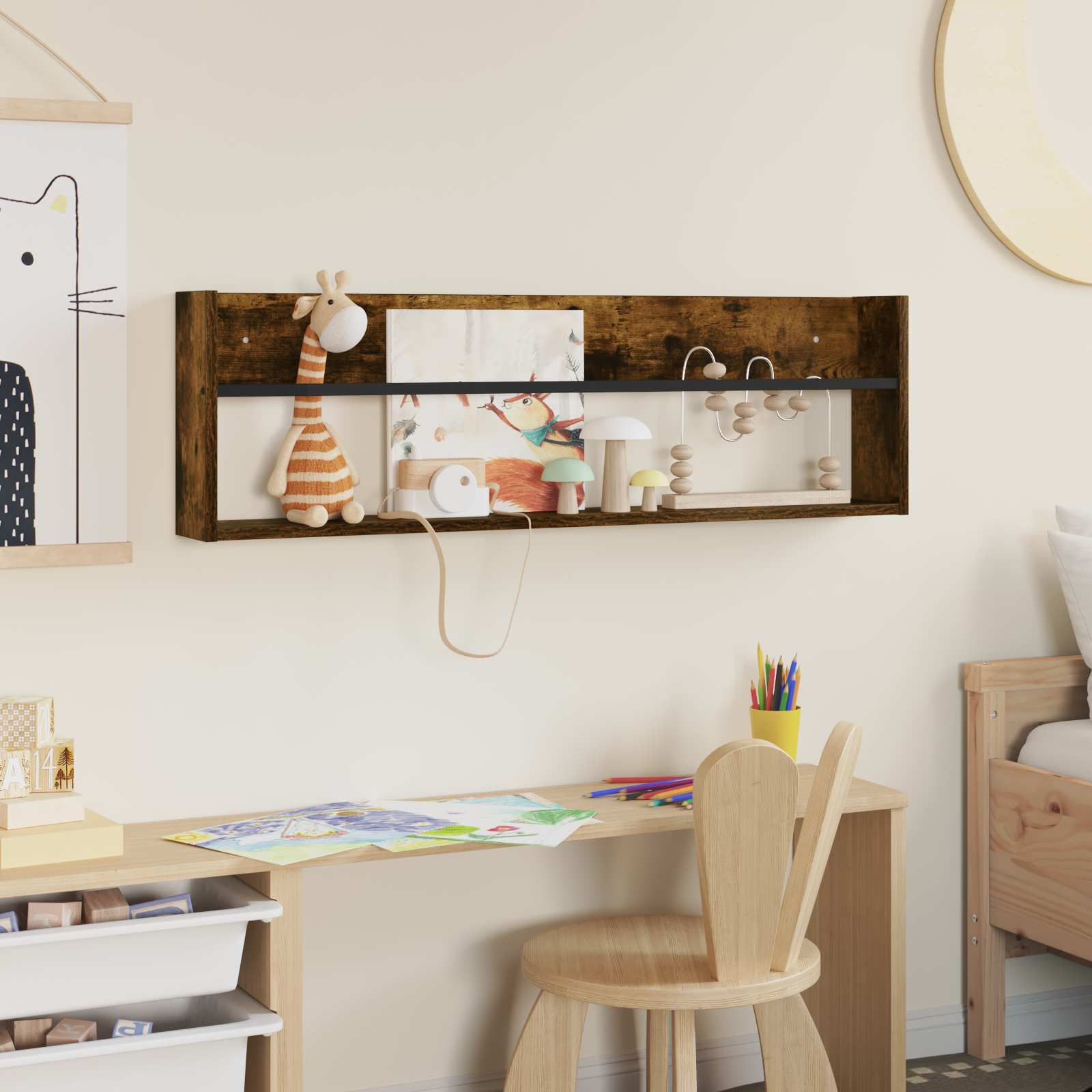 Raft pentru reviste cu raft Stejar fumuriu 100 x 12 x 30 cm [3]