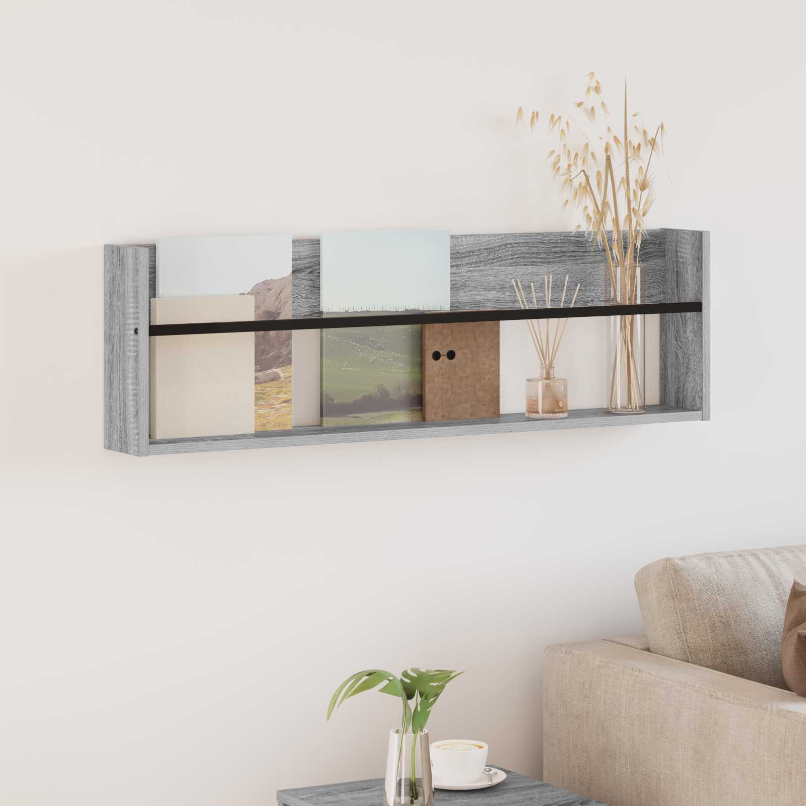 Dulapuri & depozitare - Raft pentru reviste Gri Sonoma 100 x 12 x 30 cm Lemn compozit