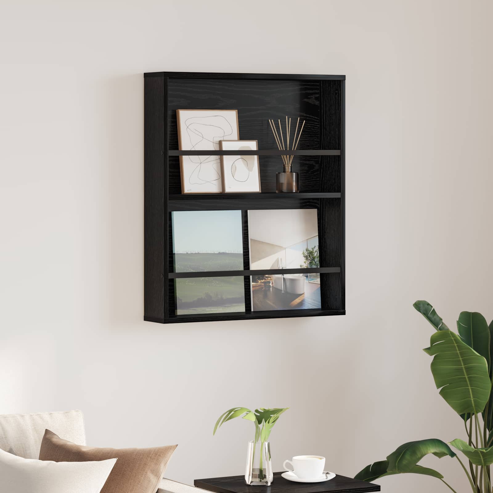 Dulapuri & depozitare - Raft pentru reviste Stejar Negru 60 x 12 x 70 cm Lemn compozit