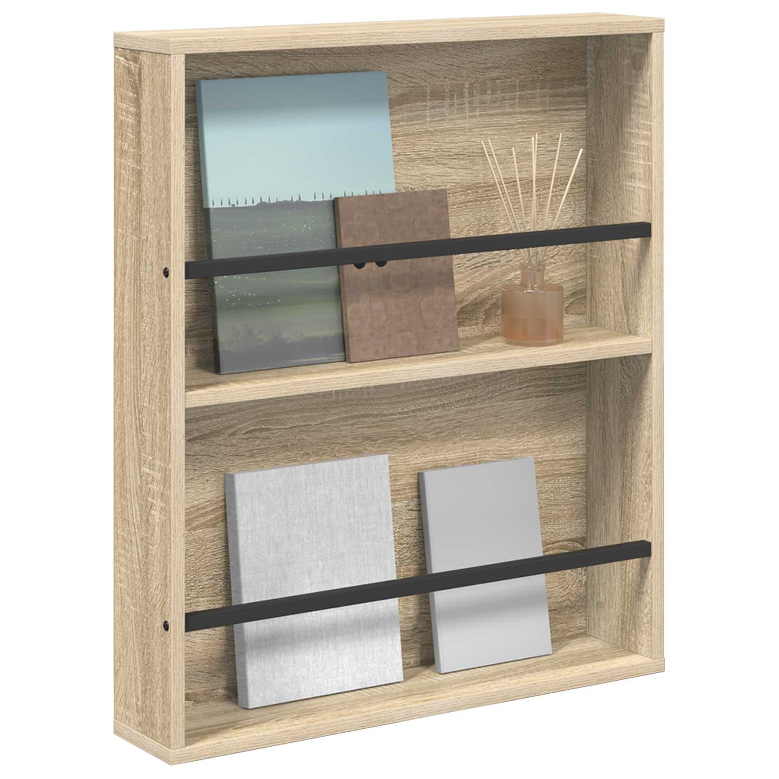 vidaXL Tijdschrift Rek Sonoma Eiken 60 x 12 x 70 cm Bewerkt hout