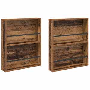 Regál na časopisy s policí 2 pcs Staré dřevo 60 x 12 x 70 cm - obrázek 2