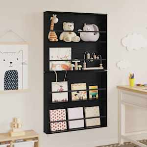 Regál na časopisy s policí 2 pcs Černý dub 80 x 12 x 70 cm - obrázek 4