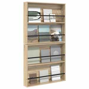 Regál na časopisy s policí 2 pcs Sonoma dub 80 x 12 x 70 cm - obrázek 3