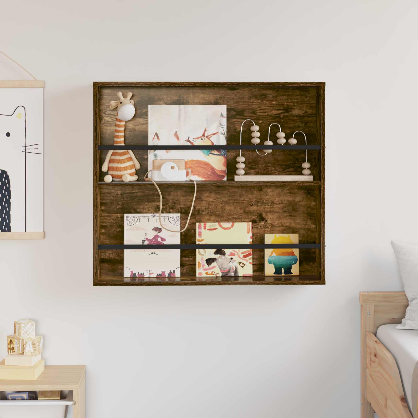 Raft pentru reviste cu raft Stejar fumuriu 80 x 12 x 70 cm [3]