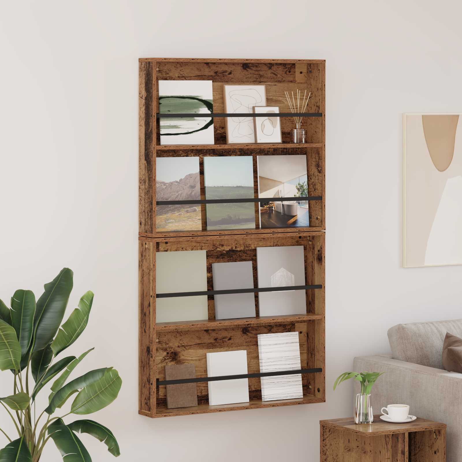 vidaXL Magazinregal 2 pcs Altholz 80 x 12 x 70 cm Holzwerkstoff