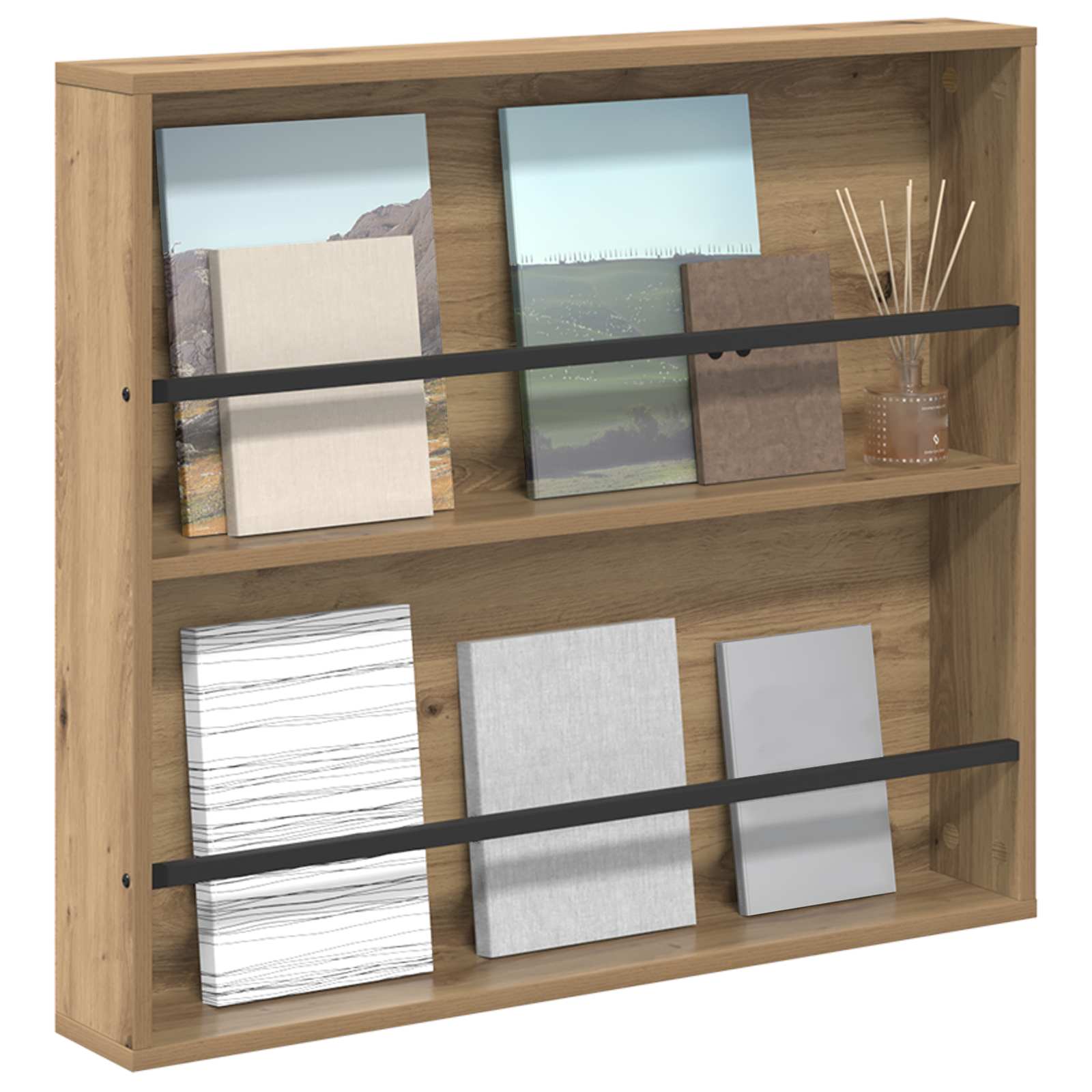 vidaXL Tijdschrift Rek Artisan Eiken 80 x 12 x 70 cm Bewerkt hout