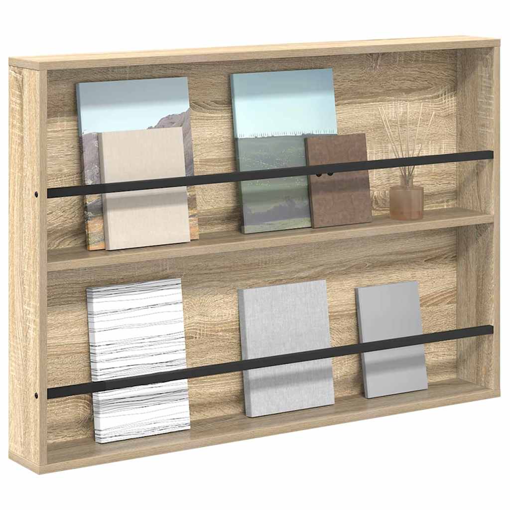 vidaXL Tijdschrift Rek Sonoma Eiken 100 x 12 x 70 cm Bewerkt hout