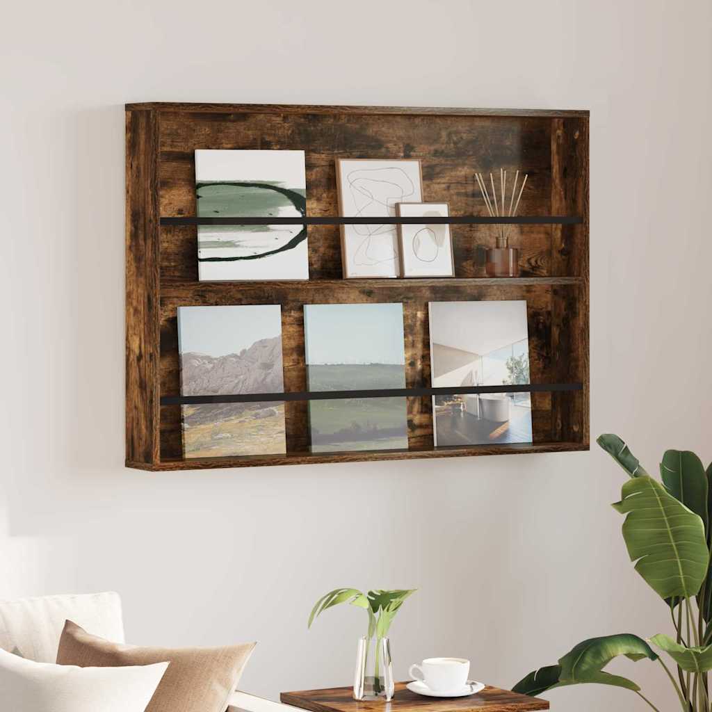 Dulapuri & depozitare - Raft pentru reviste cu raft Stejar fumuriu 100 x 12 x 70 cm