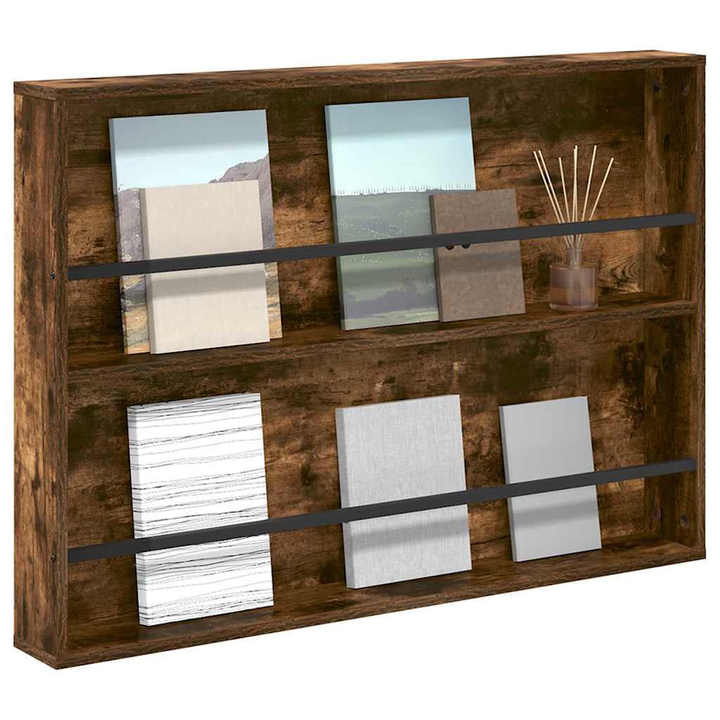 vidaXL Tijdschrift Rek Gerookt eiken 100 x 12 x 70 cm Bewerkt hout