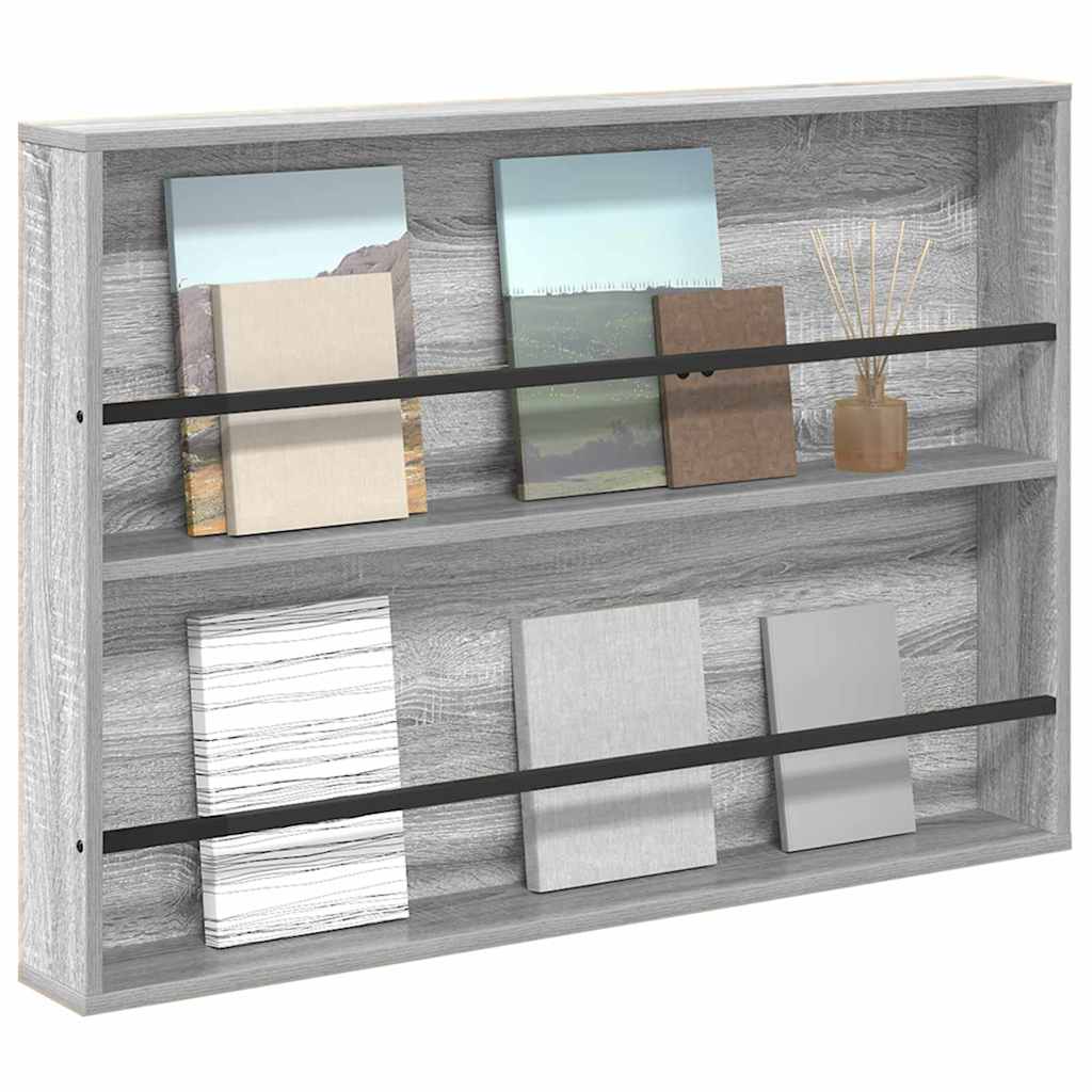vidaXL Tijdschrift Rek Grijs Sonoma 100 x 12 x 70 cm Bewerkt hout