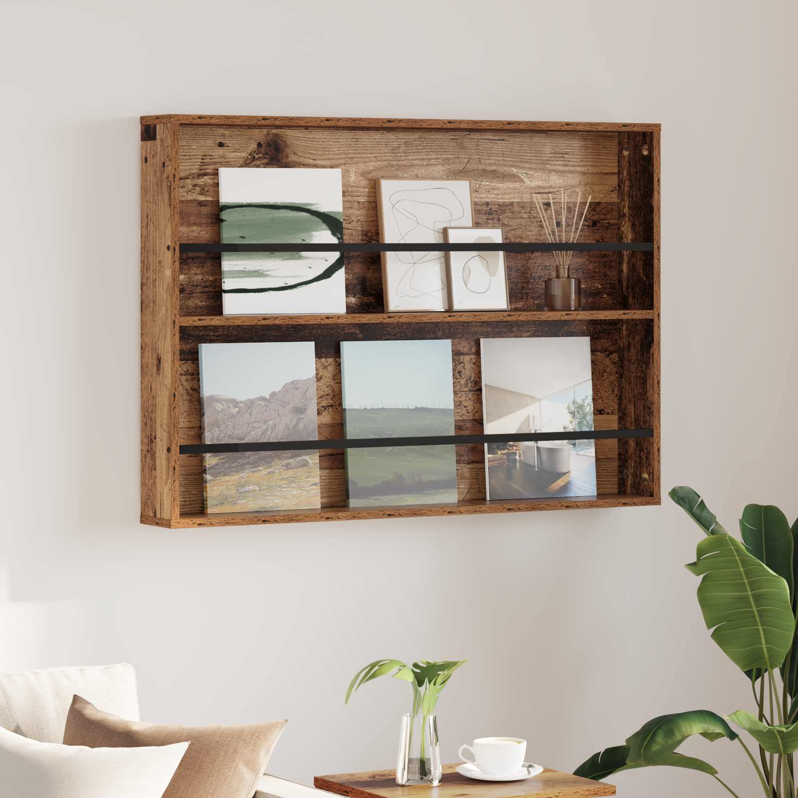 Dulapuri & depozitare - Raft pentru reviste Lemn vechi 100 x 12 x 70 cm Lemn compozit