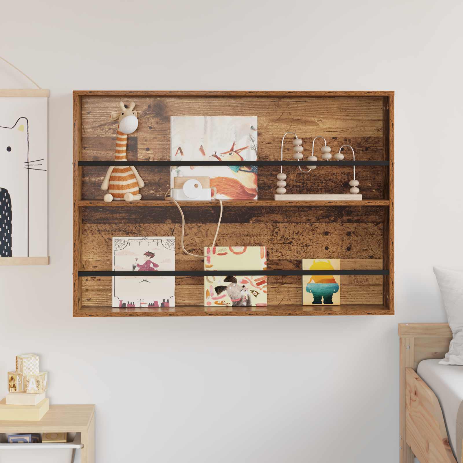 Raft pentru reviste Lemn vechi 100 x 12 x 70 cm Lemn compozit [3]