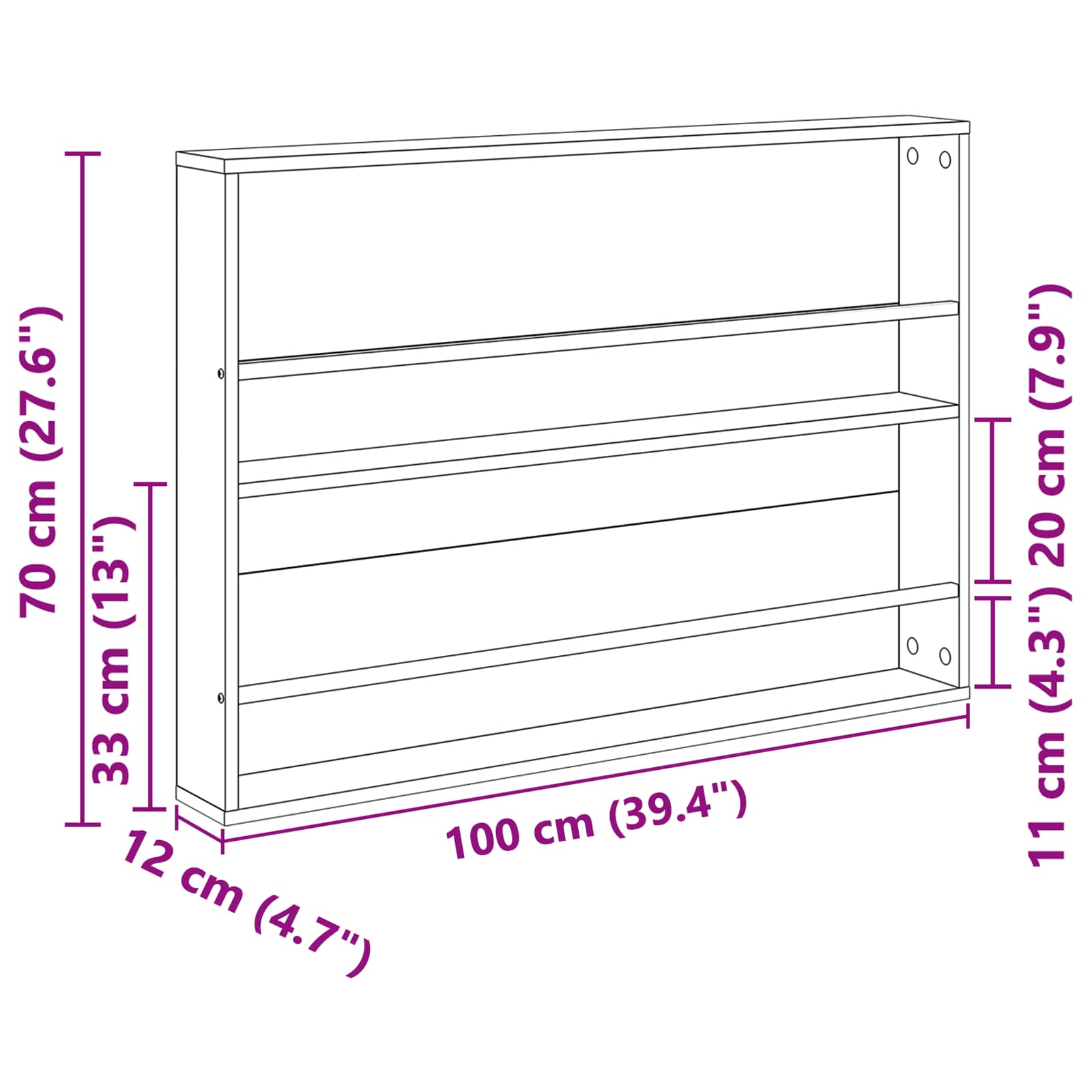 Raft pentru reviste Lemn vechi 100 x 12 x 70 cm Lemn compozit [9]