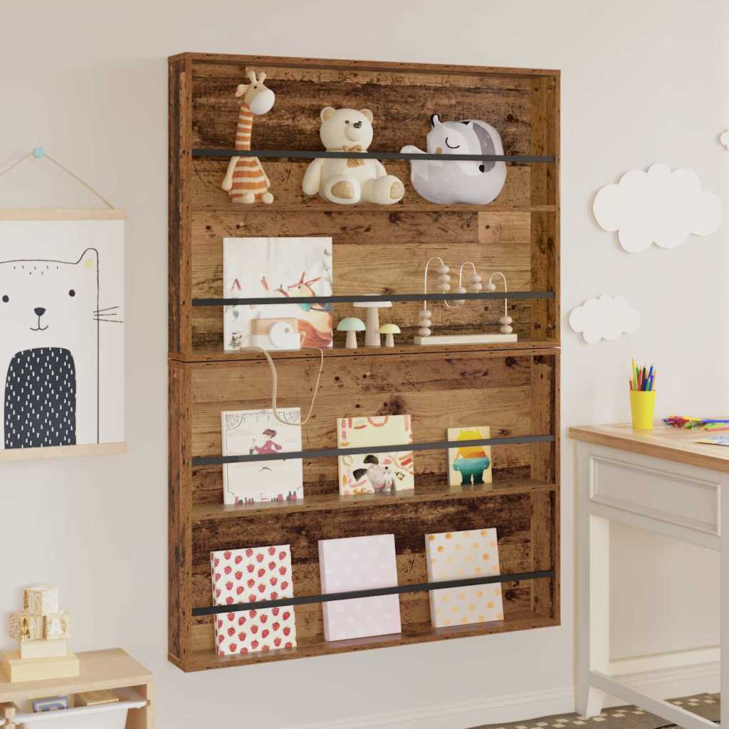 vidaXL Magazinregal 2 pcs Altholz 100 x 12 x 70 cm Holzwerkstoff