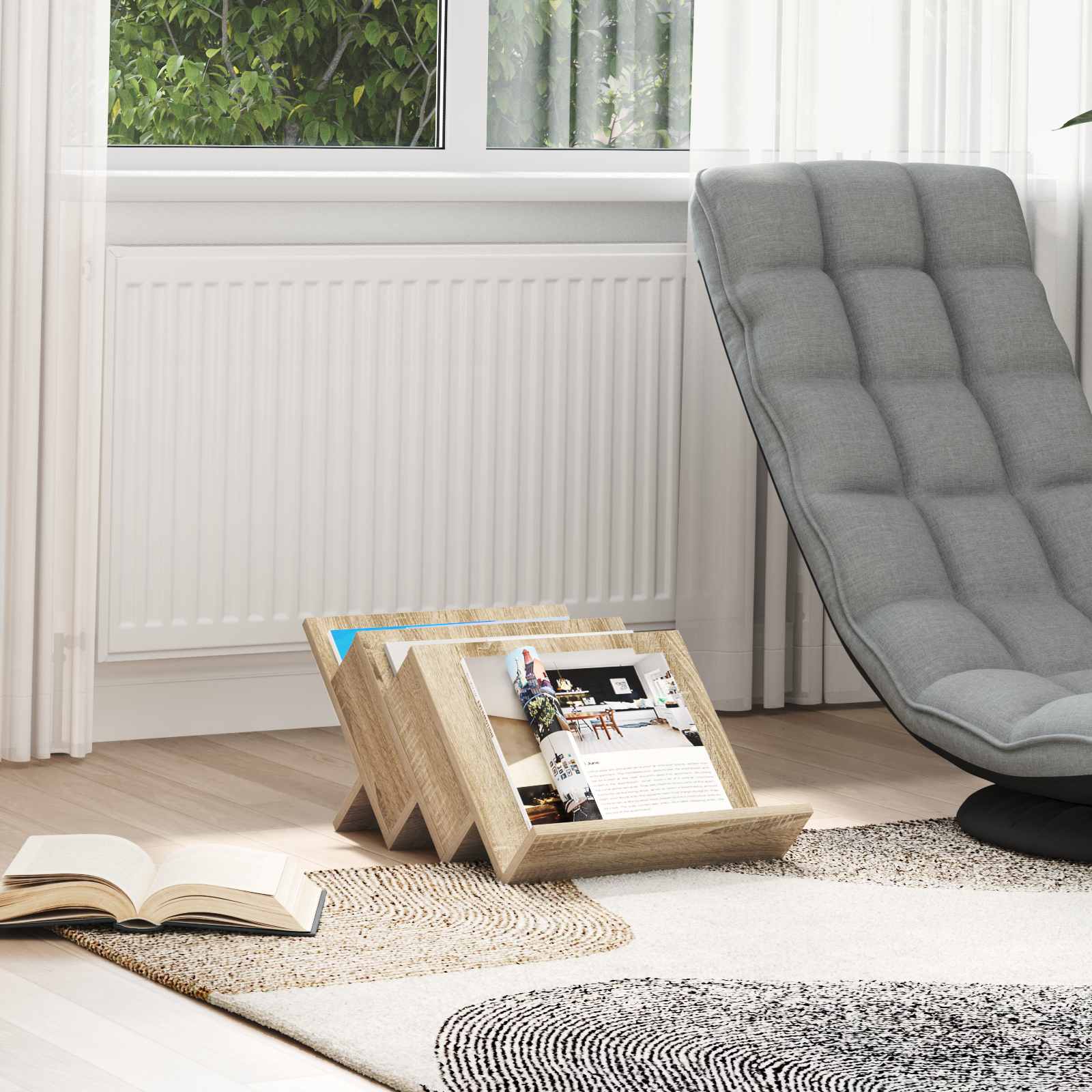 vidaXL Magazinregal Sonoma-Eiche 53 x 40 x 28.5 cm Holzwerkstoff