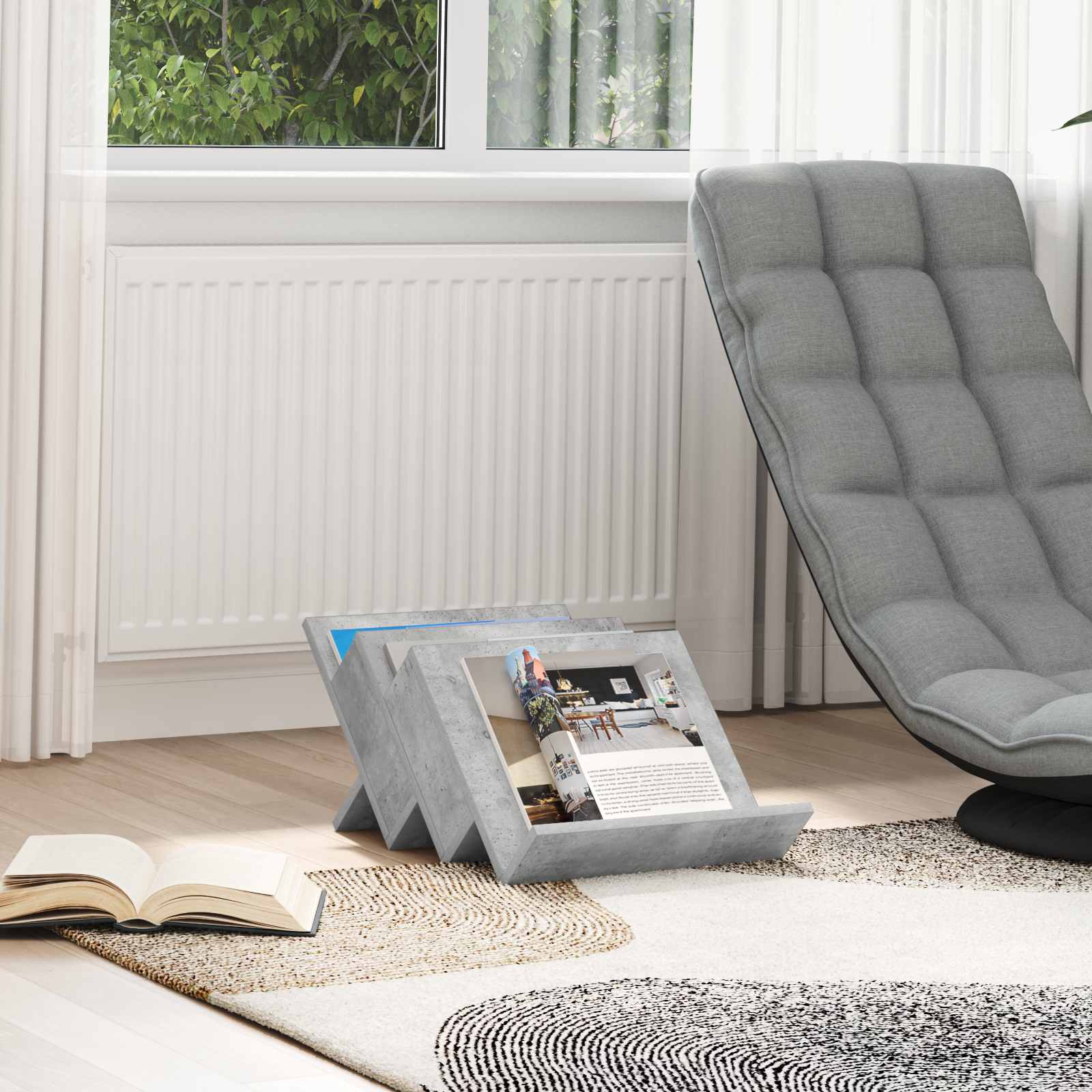 vidaXL Magazinregal Beton Grau 53 x 40 x 28.5 cm Holzwerkstoff