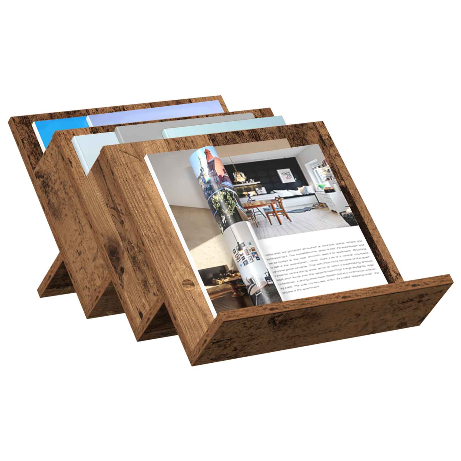 vidaXL Tijdschrift Rek Oudhout 53 x 40 x 28.5 cm Bewerkt hout