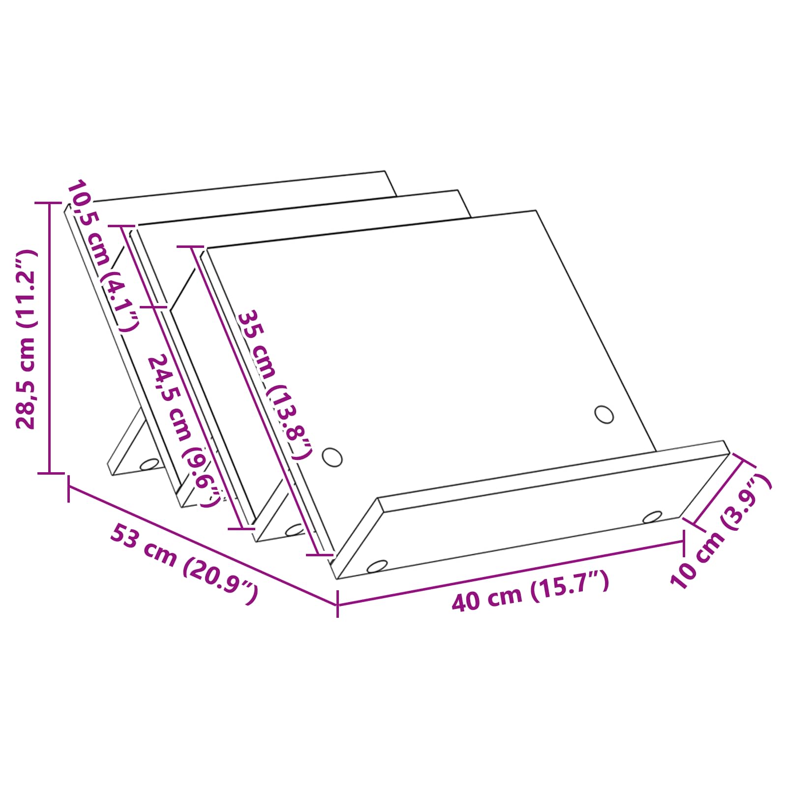 Regal za revije Star les 53 x 40 x 28.5 cm Konstruiran les - slika 11