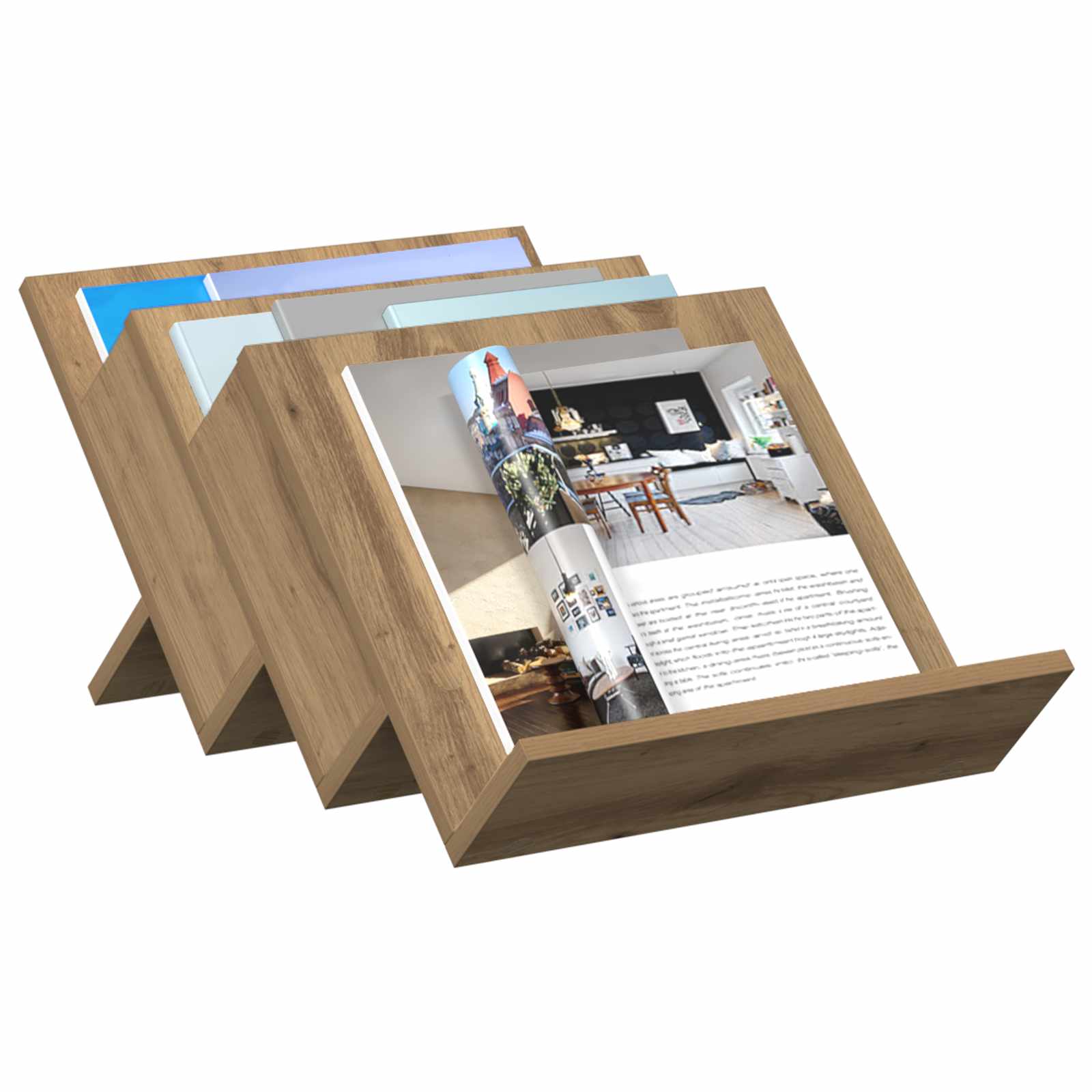 vidaXL Tijdschrift Rek Artisan Eiken 53 x 40 x 28.5 cm Bewerkt hout