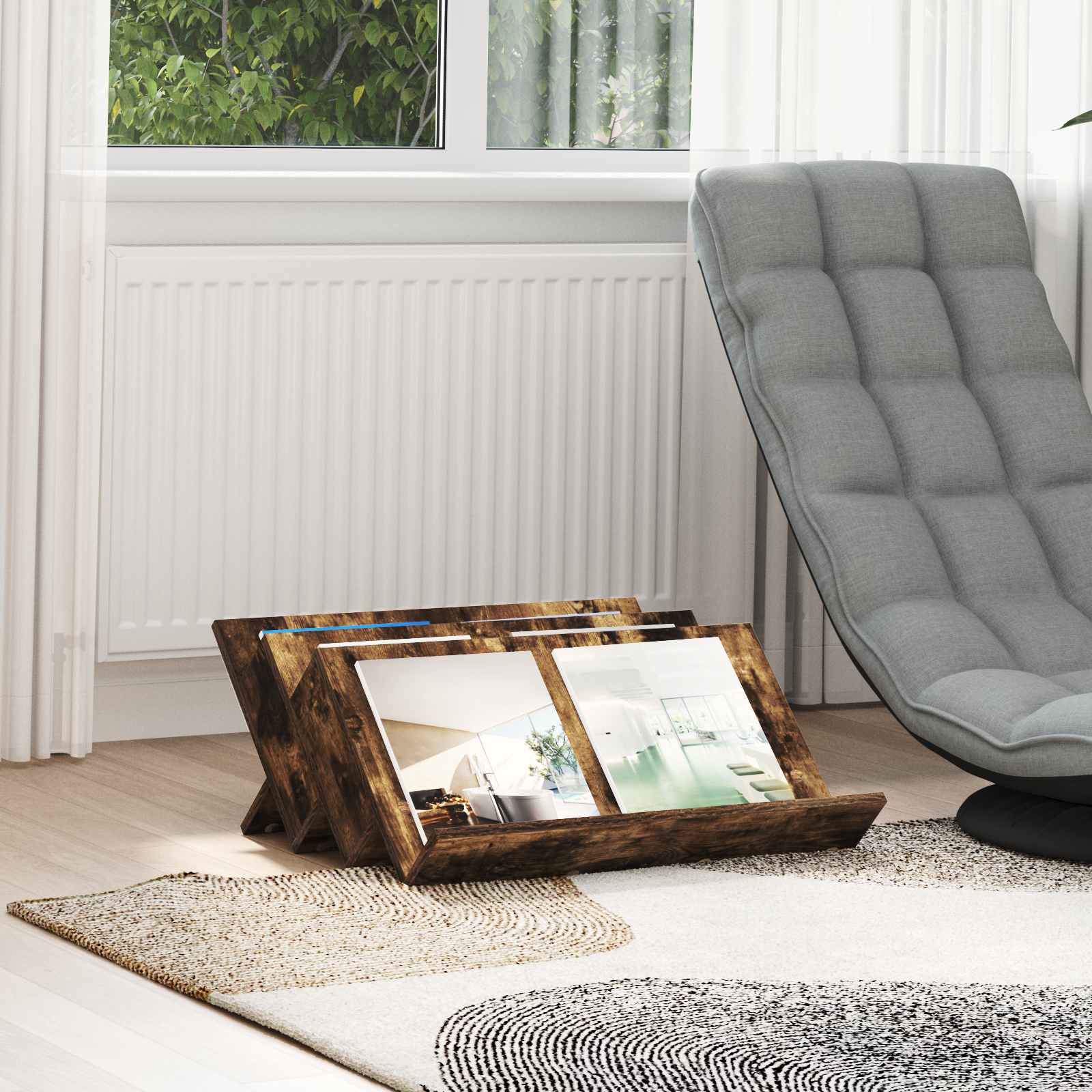 vidaXL Magazinregal Geräucherte Eiche 65 x 53 x 28,5 cm Holzwerkstoff