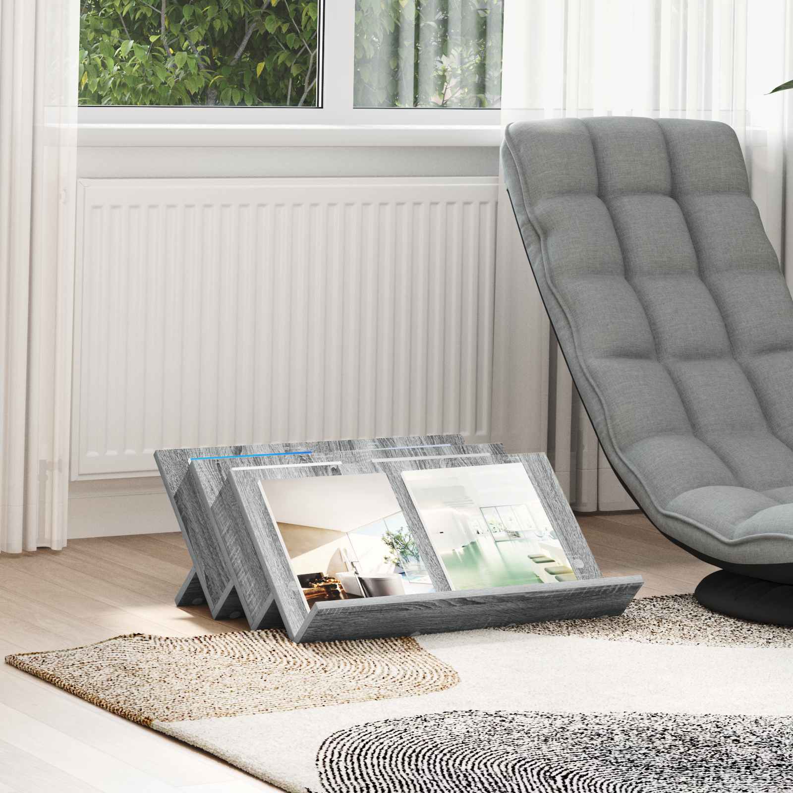 vidaXL Magazinregal Graues Sonoma 65 x 53 x 28,5 cm Holzwerkstoff