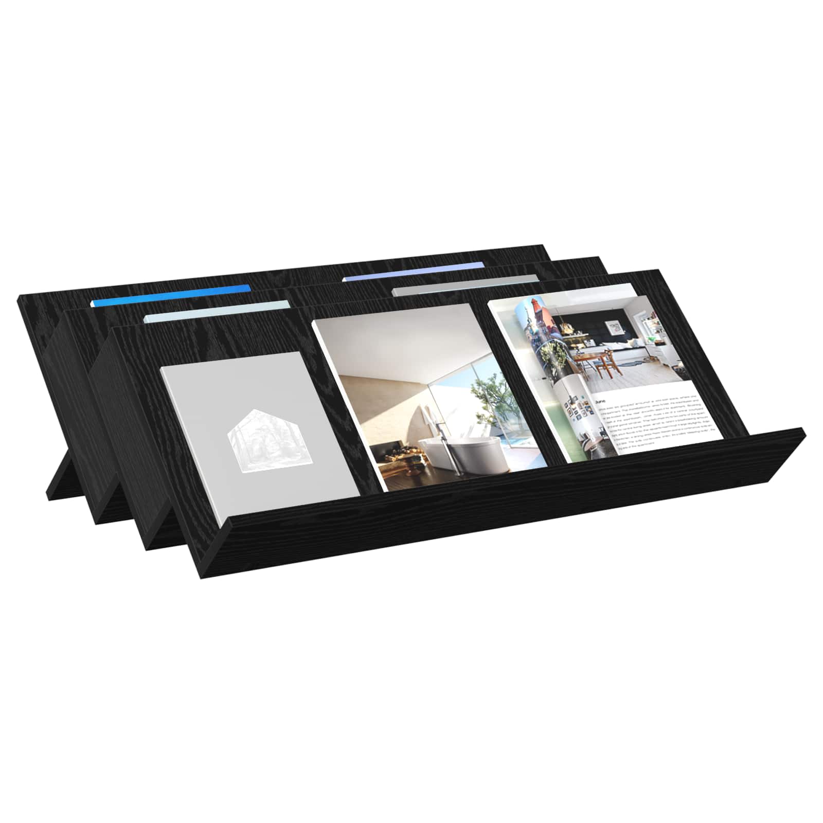 vidaXL Tijdschrift Rek Zwart Eiken 90 x 53 x 28,5 cm Bewerkt hout