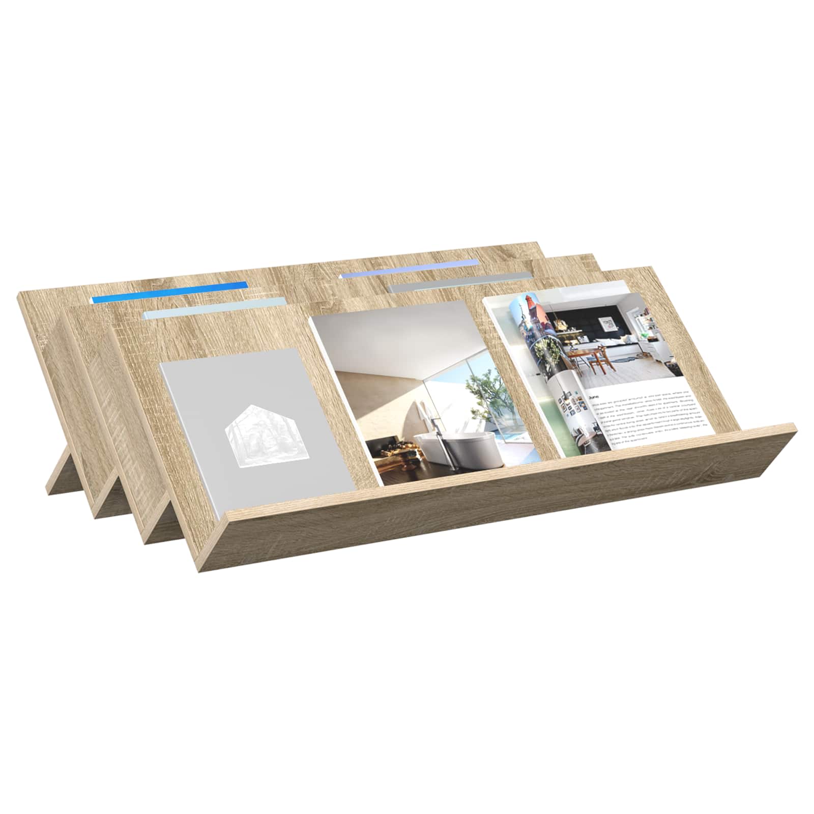 vidaXL Tijdschrift Rek Sonoma Eiken 90 x 53 x 28,5 cm Bewerkt hout