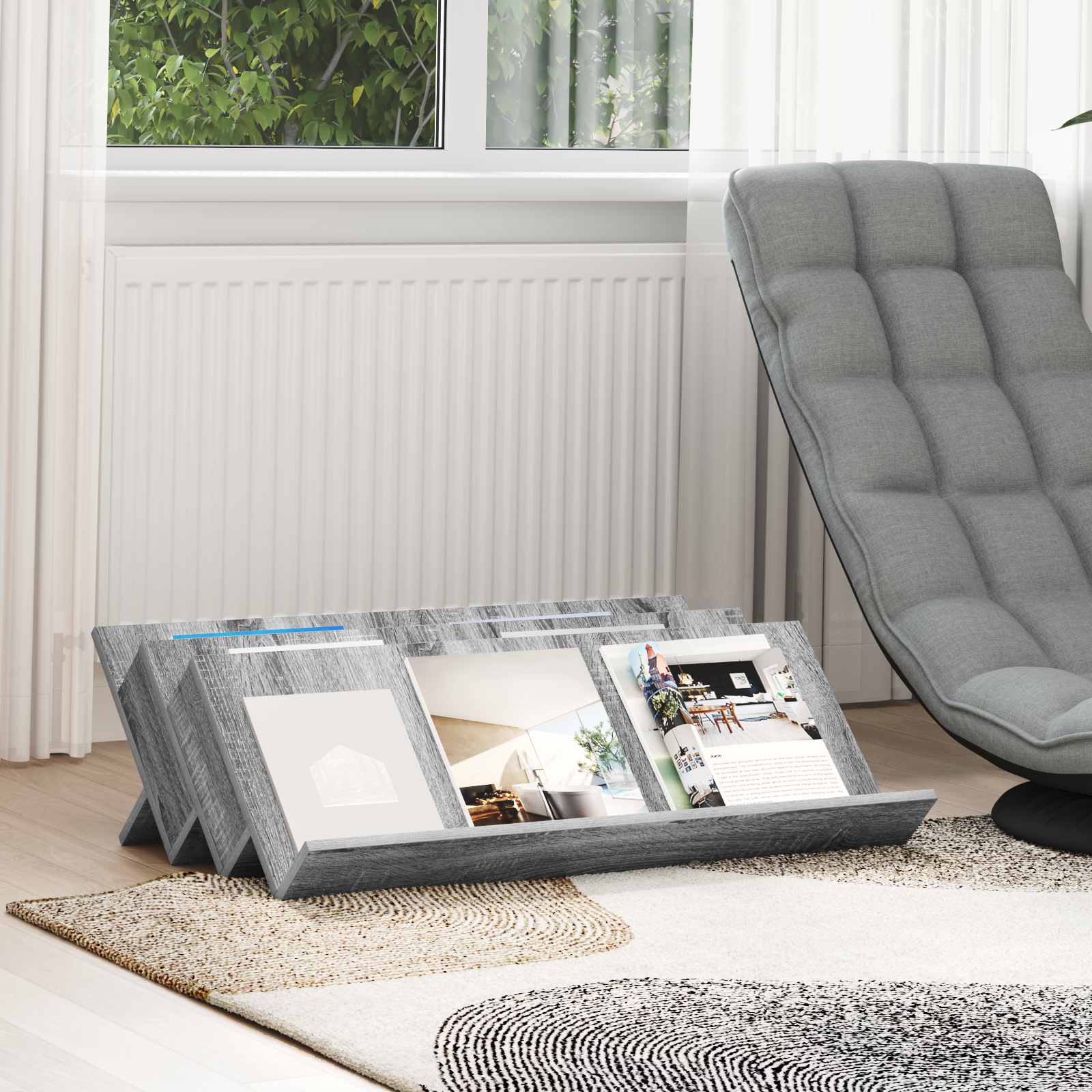 vidaXL Magazinregal Graues Sonoma 90 x 53 x 28,5 cm Holzwerkstoff