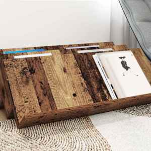 Regál na časopisy s policí Staré dřevo 90 x 53 x 28,5 cm - obrázek 4