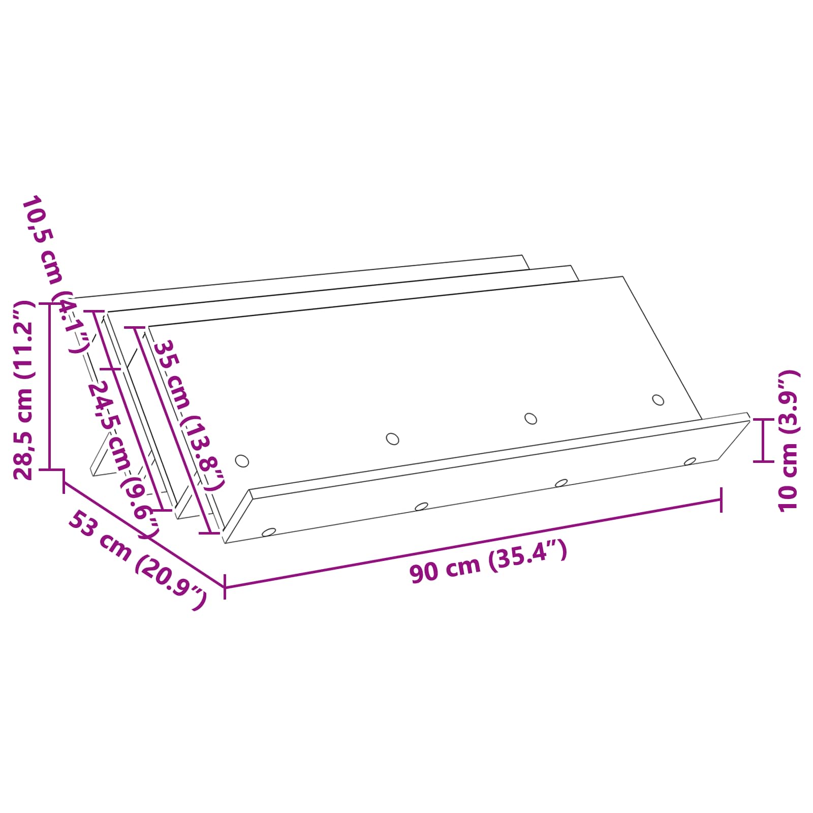 Regal za revije Star les 90 x 53 x 28,5 cm Konstruiran les - slika 11