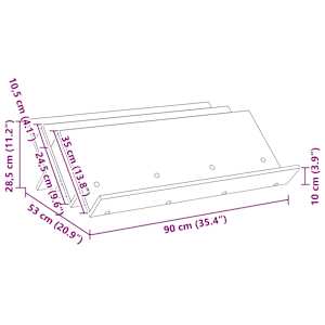 Regál na časopisy s policí Staré dřevo 90 x 53 x 28,5 cm - obrázek 11