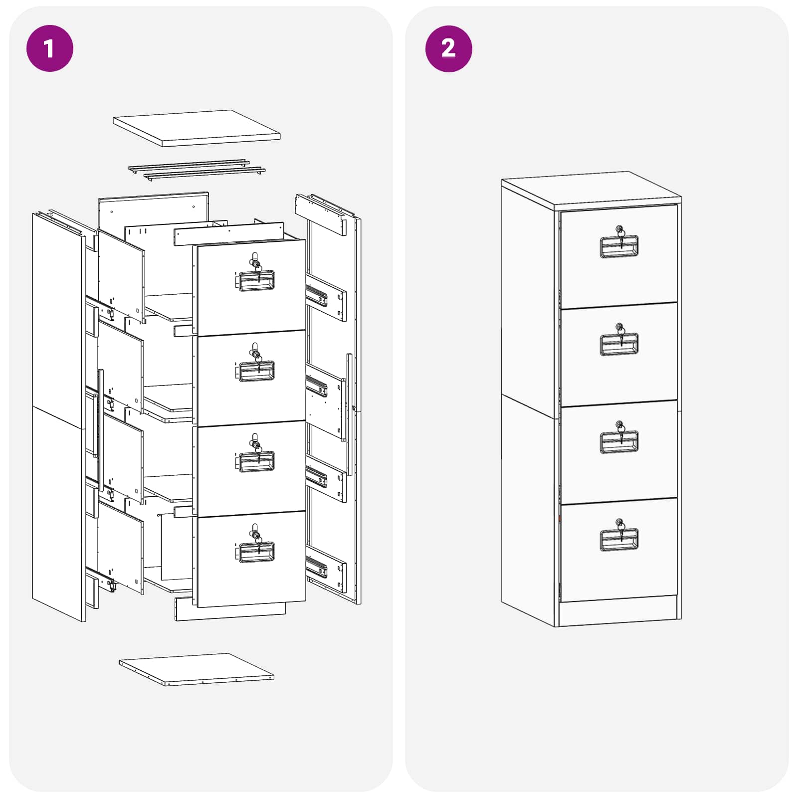 Kabinet za datoteke s predalom 2 pcs Črna 44 x 50 x 106.5 cm - slika 12