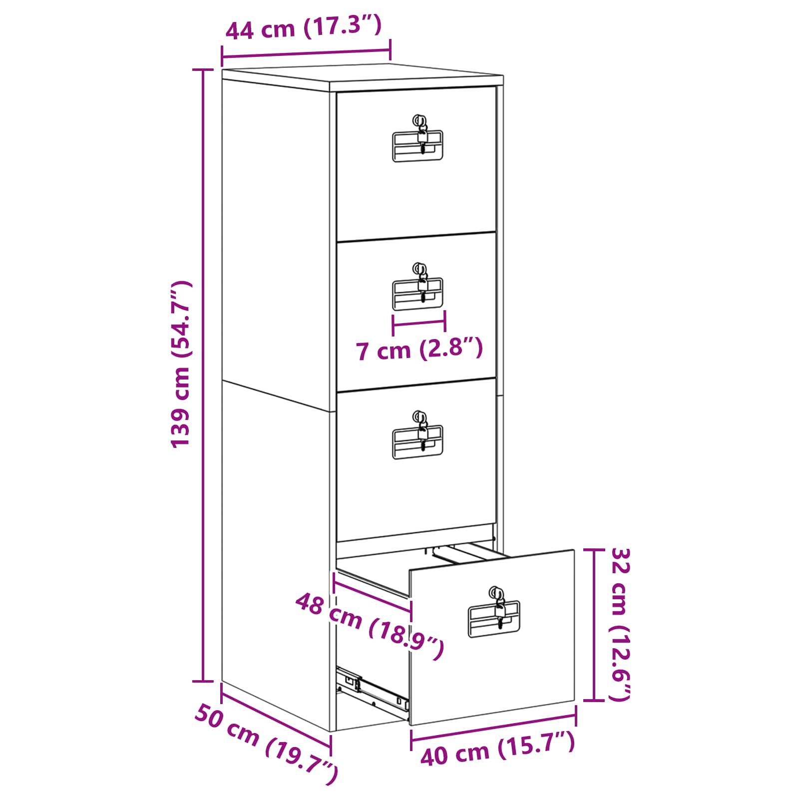 Skříň na dokumenty se zásuvkou 2 pcs Růžová 44 x 50 x 106.5 cm - obrázek 14