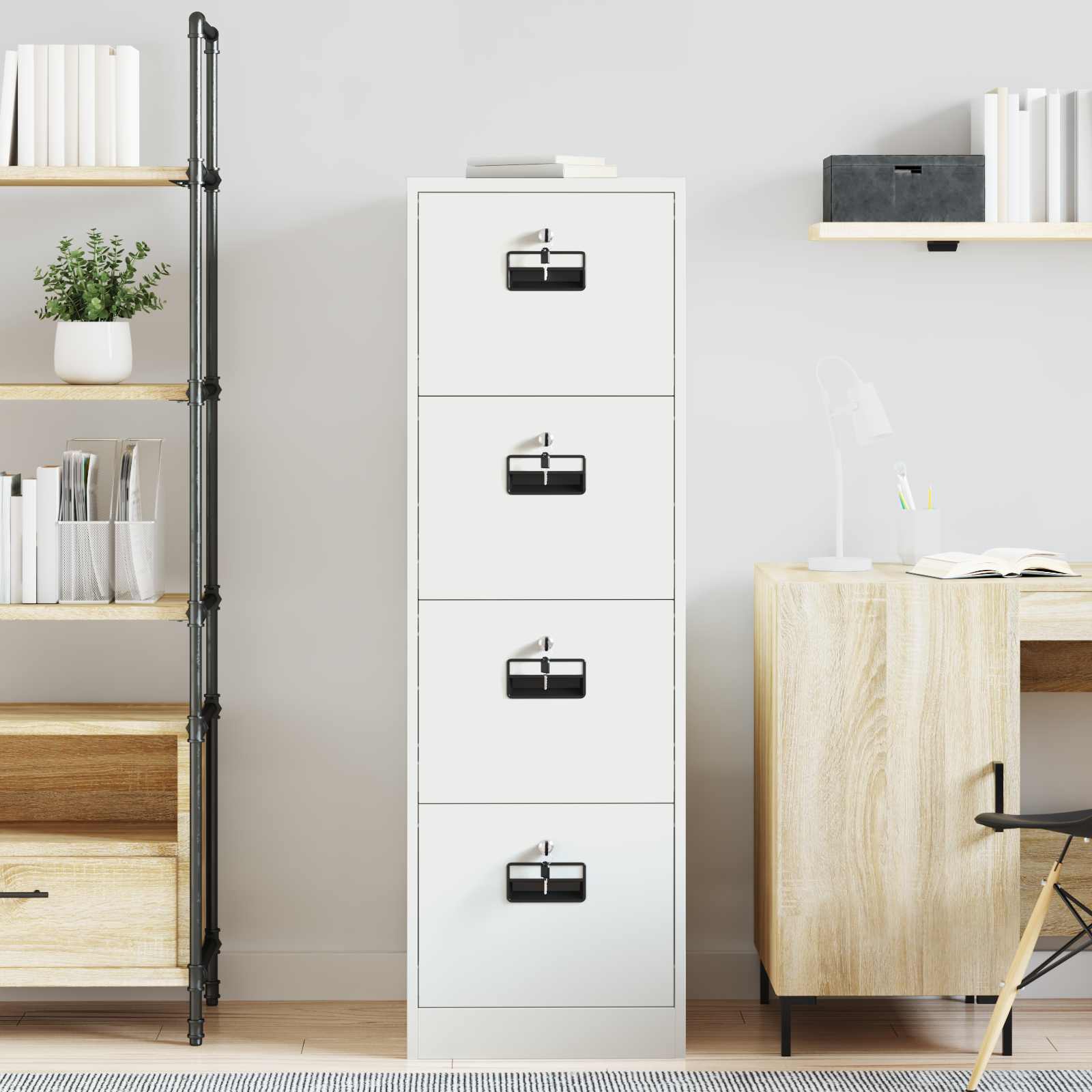 Asiakirjakaappi hyllyllä 2 pcs Valkoinen 44 x 50 x 106.5 cm - Image 4