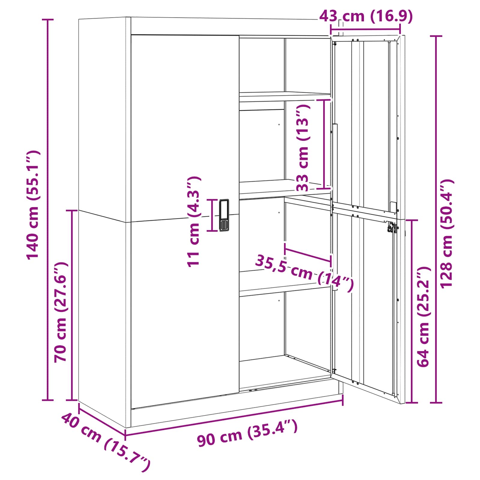 Omarica za shranjevanje 2 pcs Bela 90 x 40 x 140 cm - slika 13