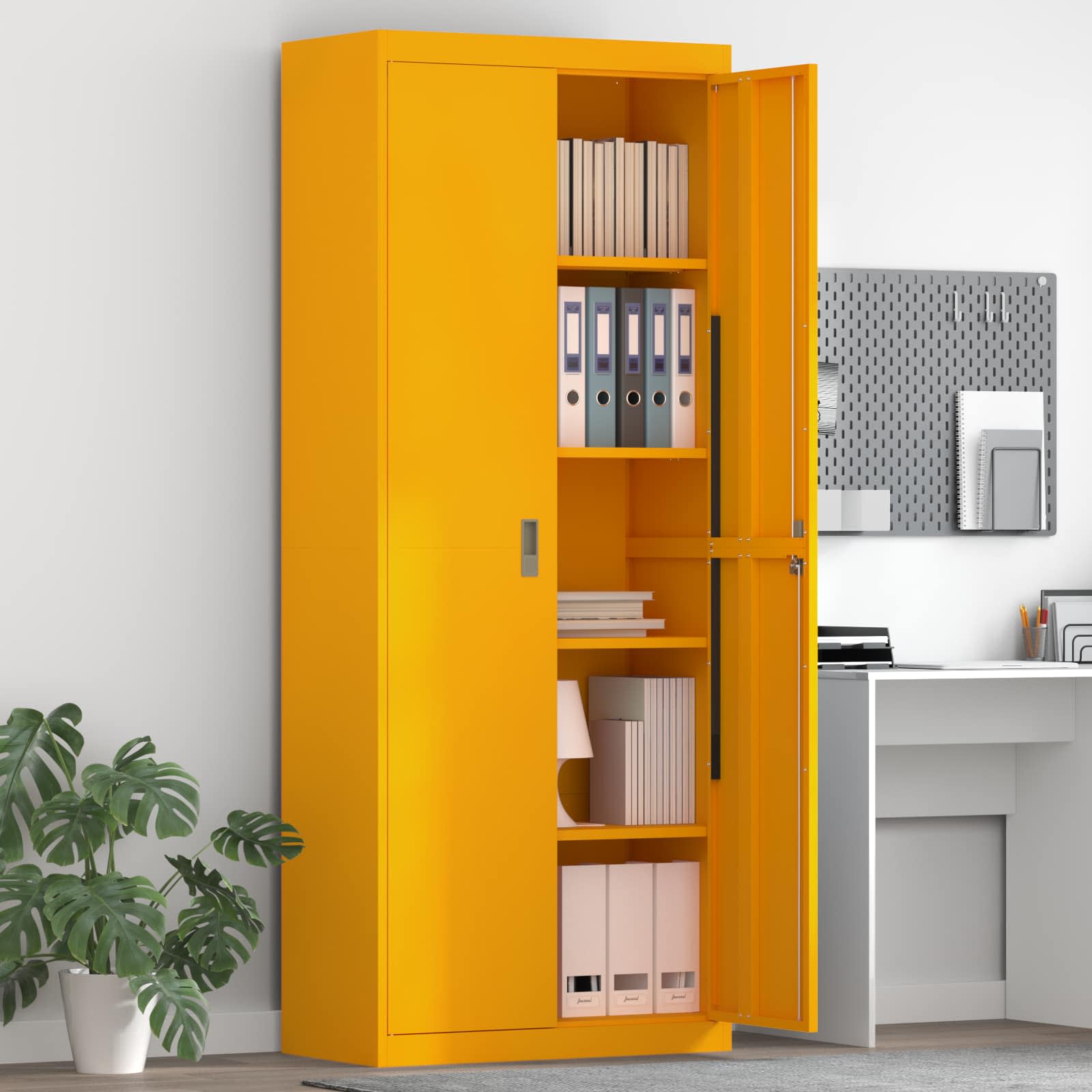 Thumbnail - vidaXL Aufbewahrungsschrank Senfgelb 80 x 40 x 200 cm Stahl