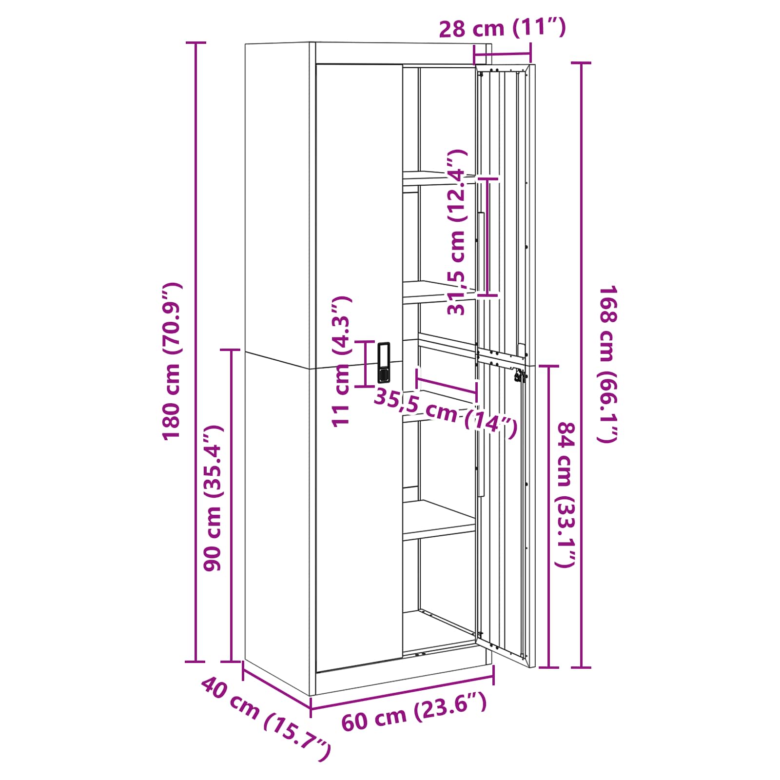 Omarica za shranjevanje 2 pcs Roza 60 x 40 x 180 cm - slika 13