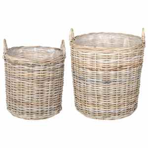 vidaXL Istutuskorv ladustamisega GENDT 2 tk Looduslik hall Kubu rattan