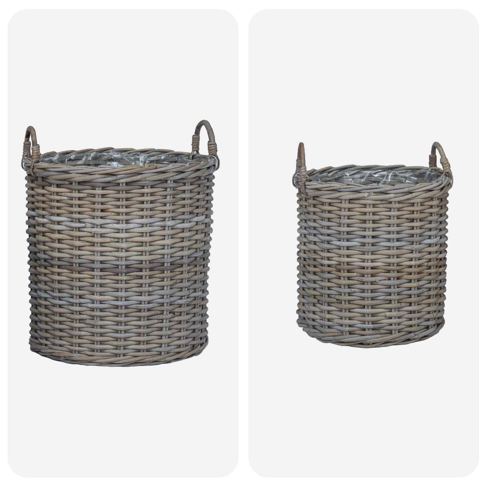 Stādītāju grozs ar uzglabāšanu 2 pcs Pelēka Lacak rattan