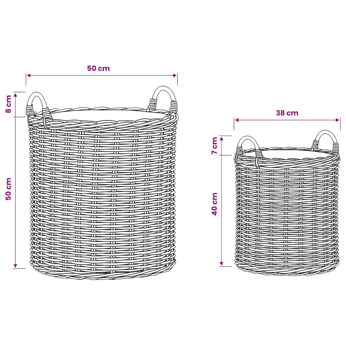 Plantekurv GENDT 2 stk. Kubu rattan - Billede 9