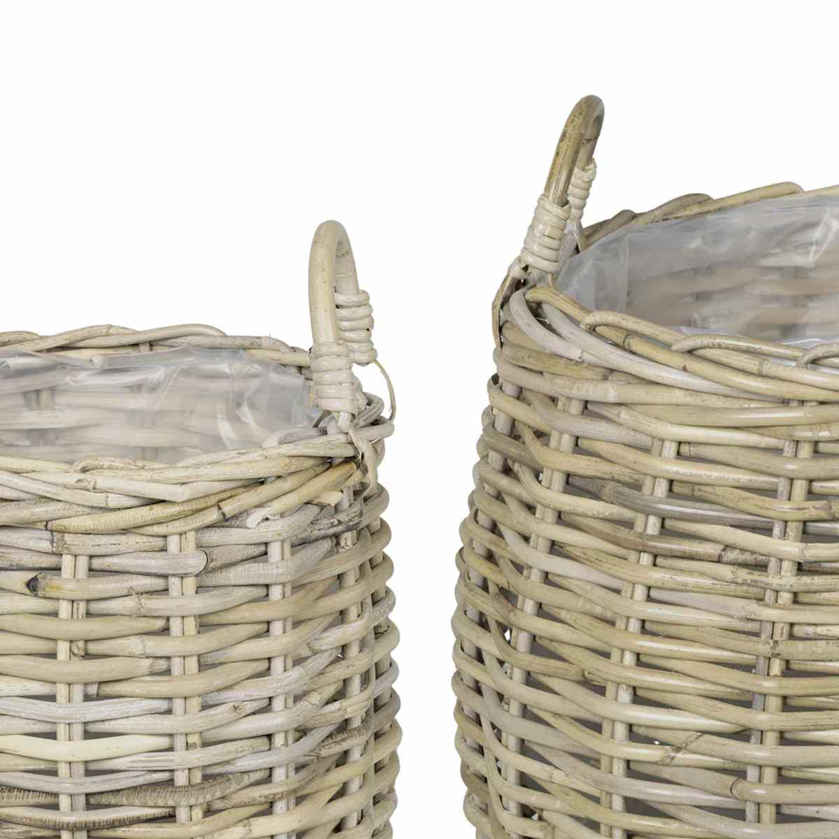 Plantekurv med opbevaring GENDT 2 stk. Naturlig grå Kubu rattan - Billede 7