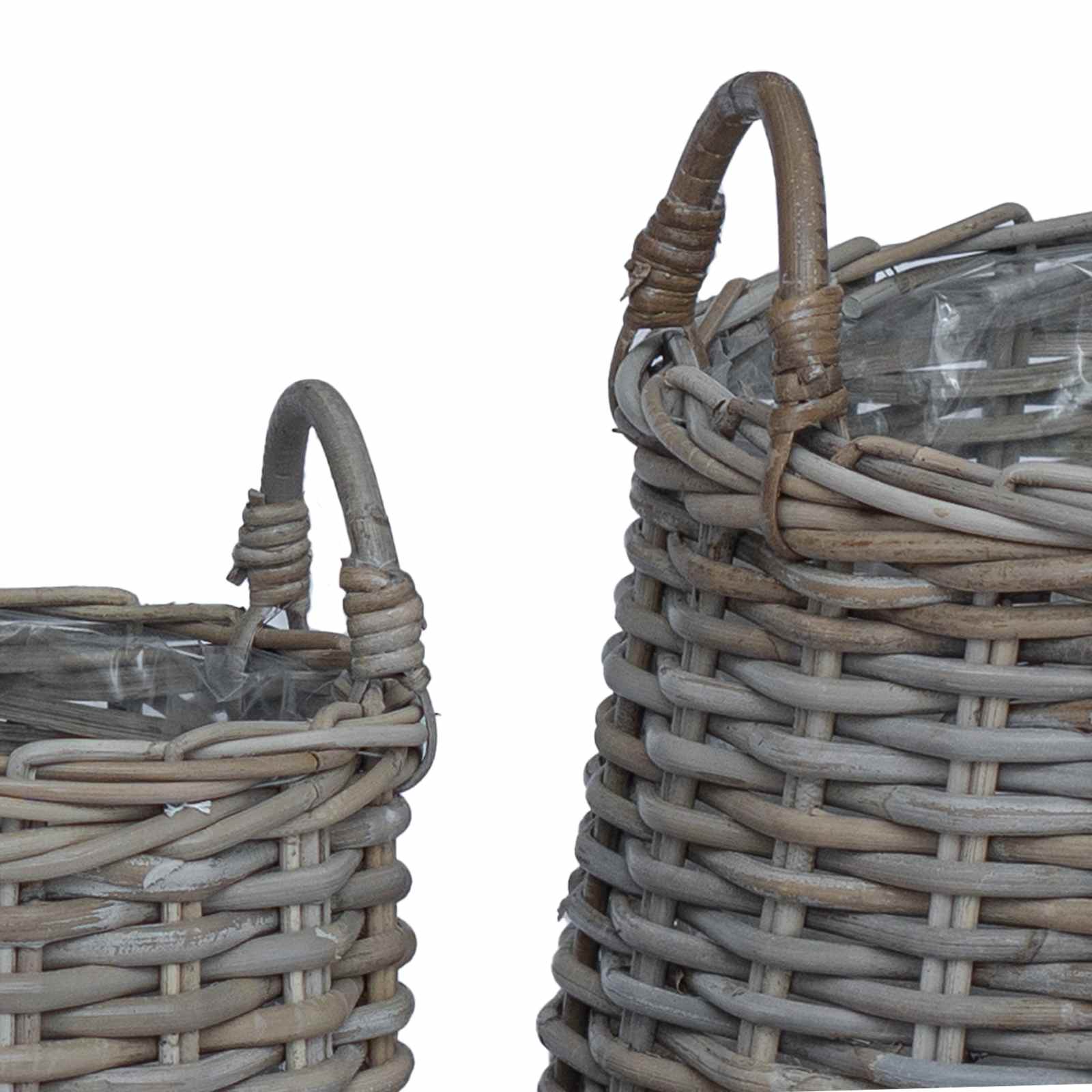 Stādītāju grozs ar uzglabāšanu 2 pcs Pelēka Lacak rattan