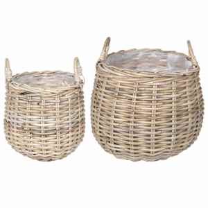 vidaXL Istutuskorv ladustamisega GENDT 2 tk Looduslik hall Kubu rattan