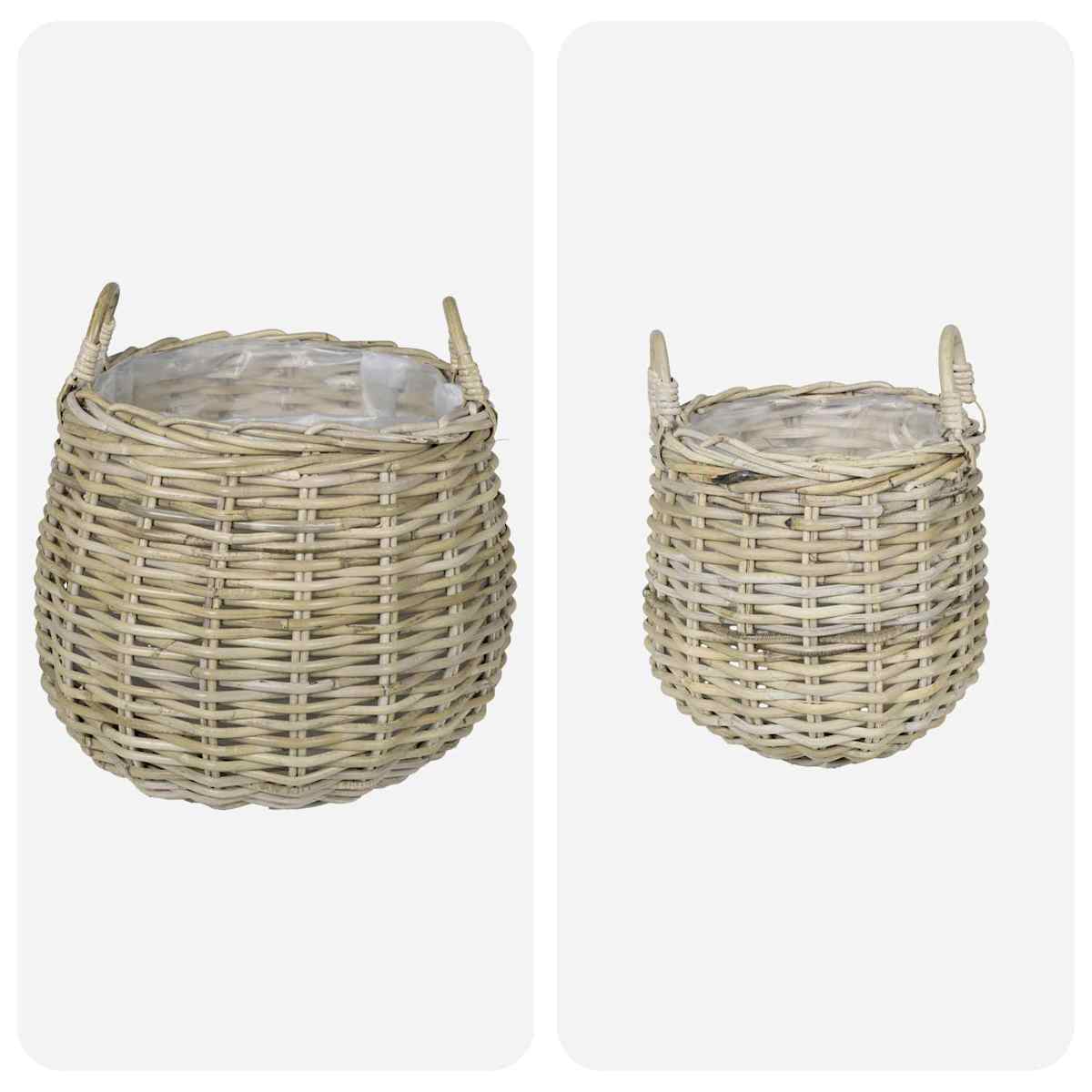 Plantekurv med opbevaring GENDT 2 stk. Naturlig grå Kubu rattan - Billede 4
