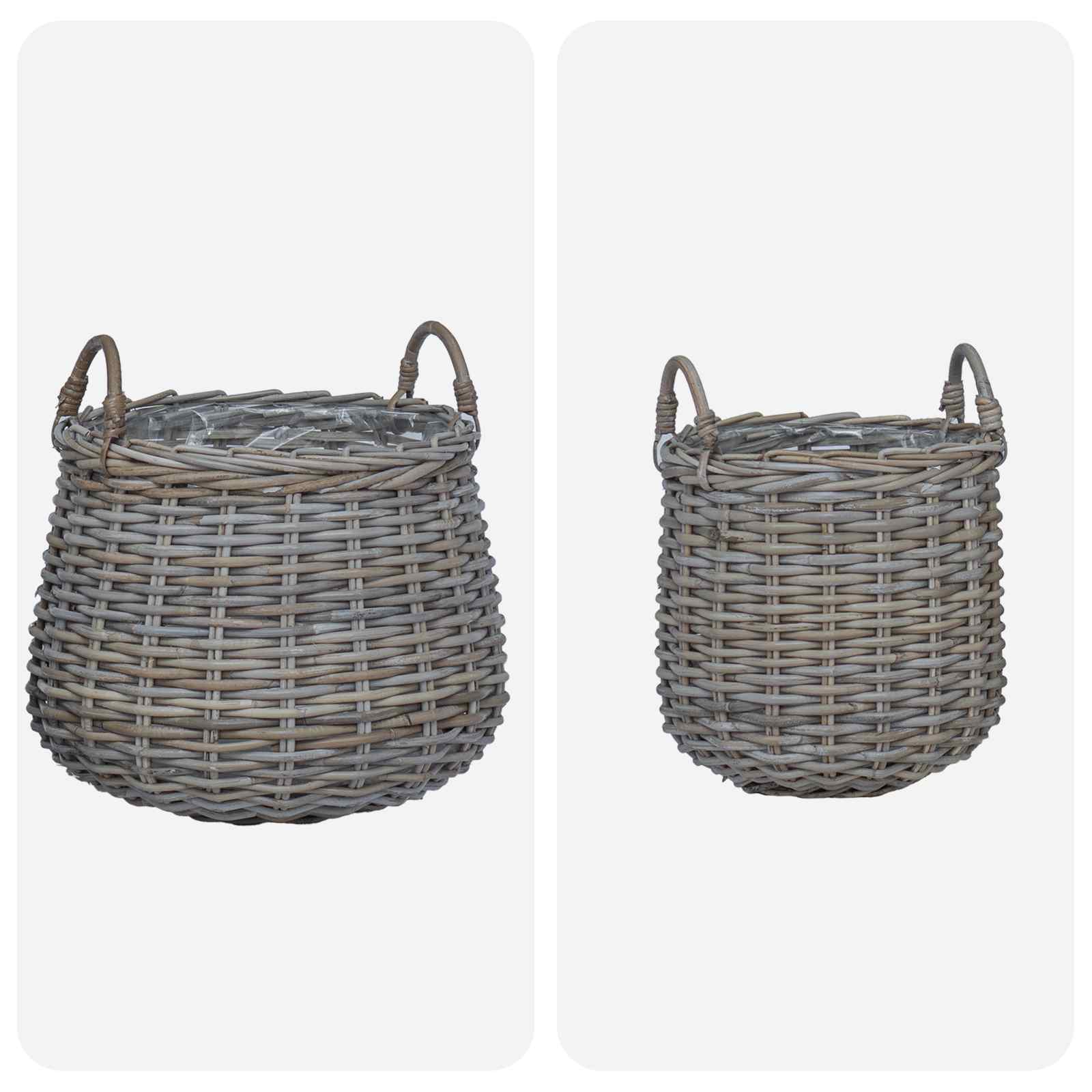 Stādītāju grozs ar uzglabāšanu 2 pcs Pelēka Lacak rattan