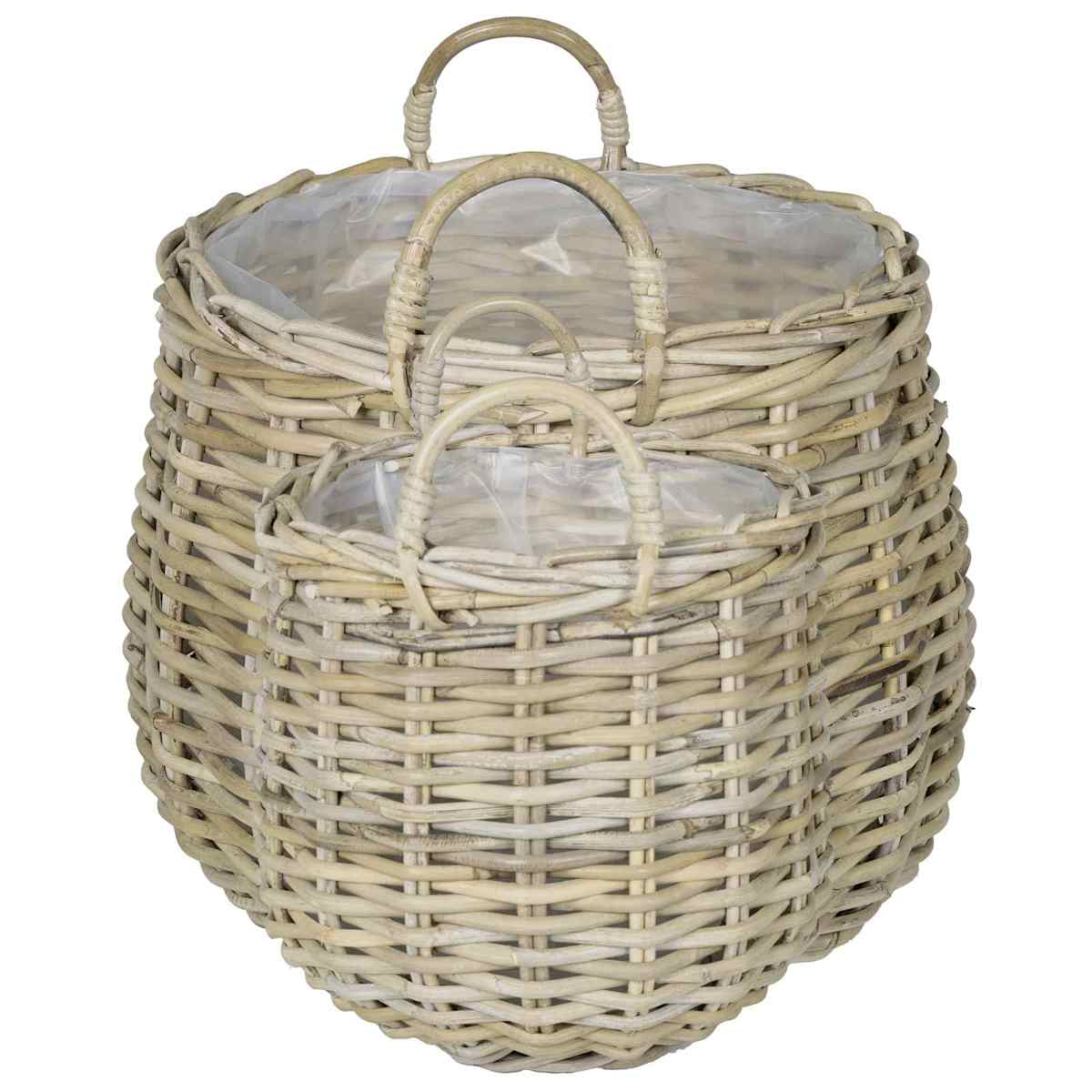 Plantekurv med opbevaring GENDT 2 stk. Naturlig grå Kubu rattan - Billede 5