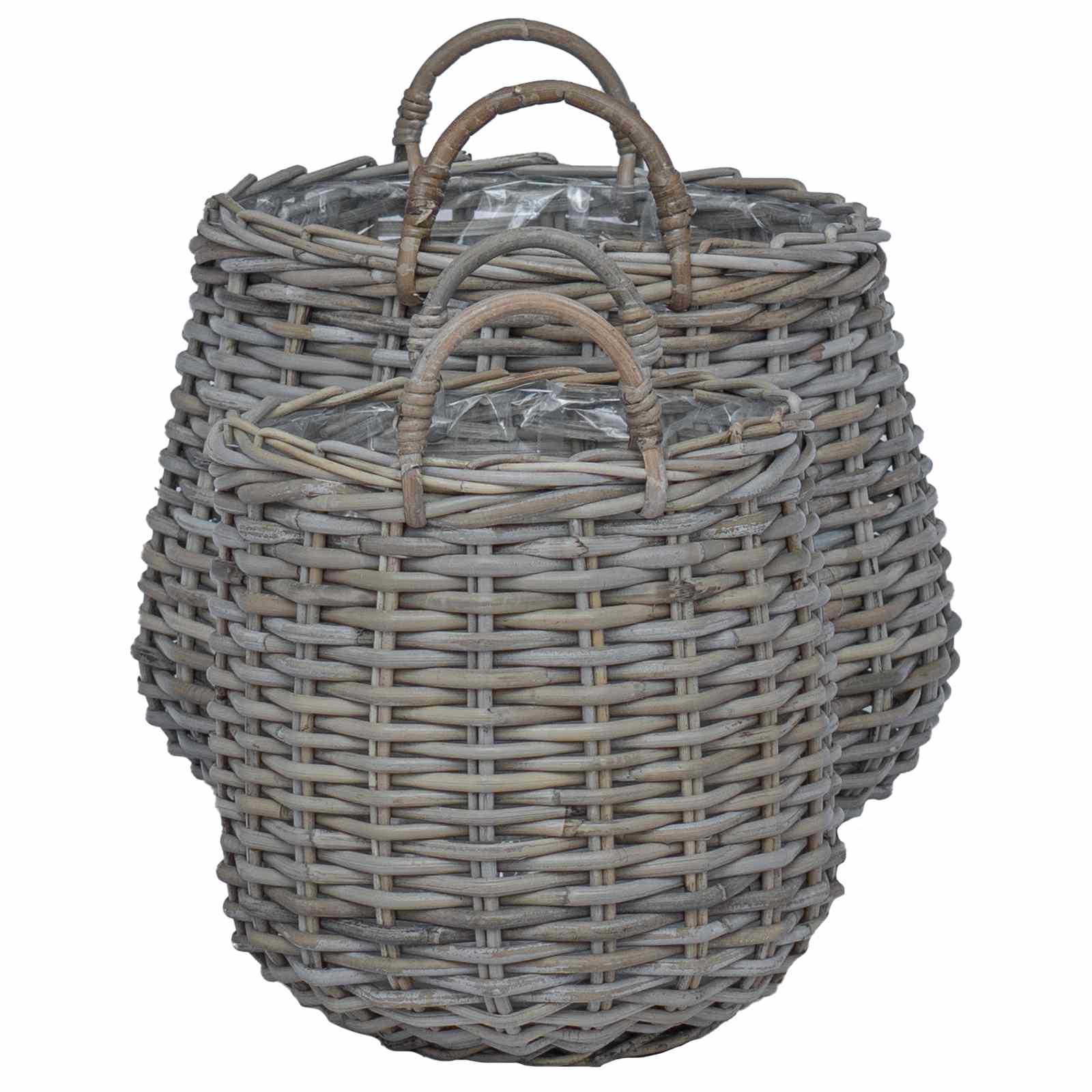 Stādītāju grozs ar uzglabāšanu 2 pcs Pelēka Lacak rattan