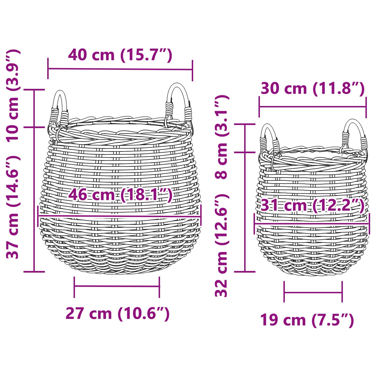 Stādītāju grozs ar uzglabāšanu 2 pcs Pelēka Lacak rattan