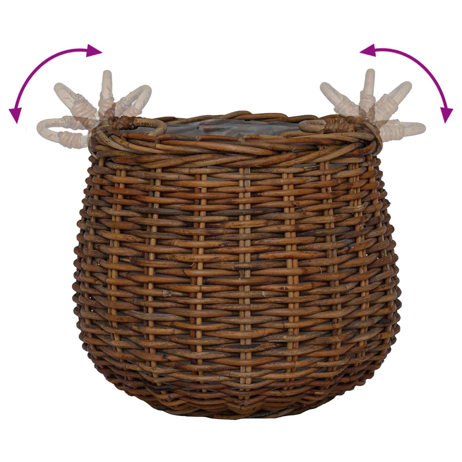 vidaXL Blumentopf Körbchen mit Speicher 2 pcs Braun Lacak Rattan – Bild 10